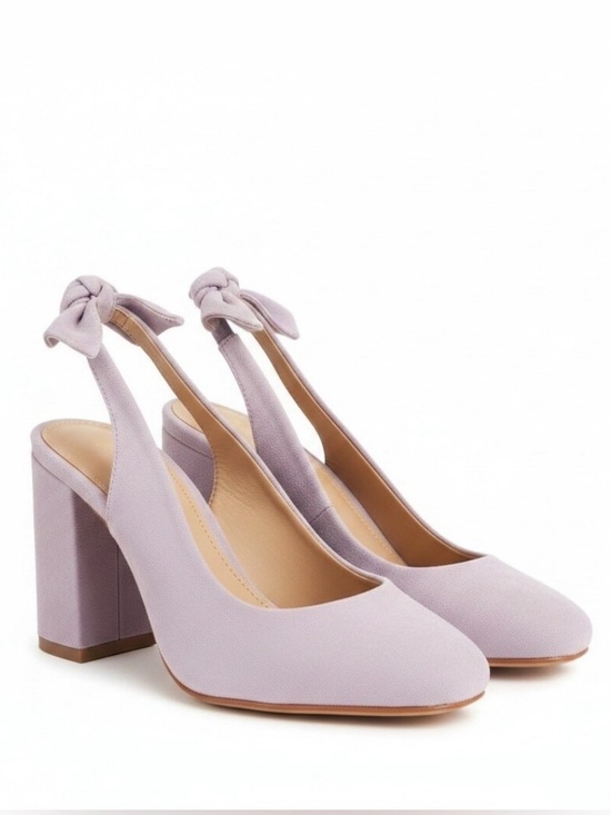 Anthropologie Shoes - Anthropologie Lavender Knot Slingback Block Heels Suede Women's Size 6m